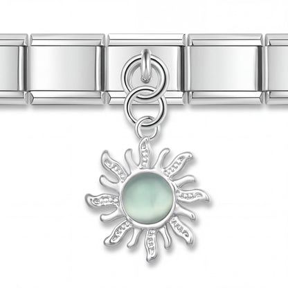 Charm Sol Verde en pulsera italiana de eslabones