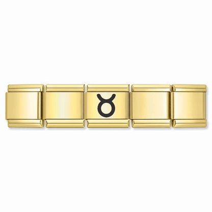 Charm Tauro (Dorado) en pulsera italiana de eslabones