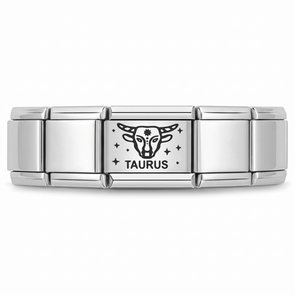 Charm Tauro (Plateado) en pulsera italiana de eslabones