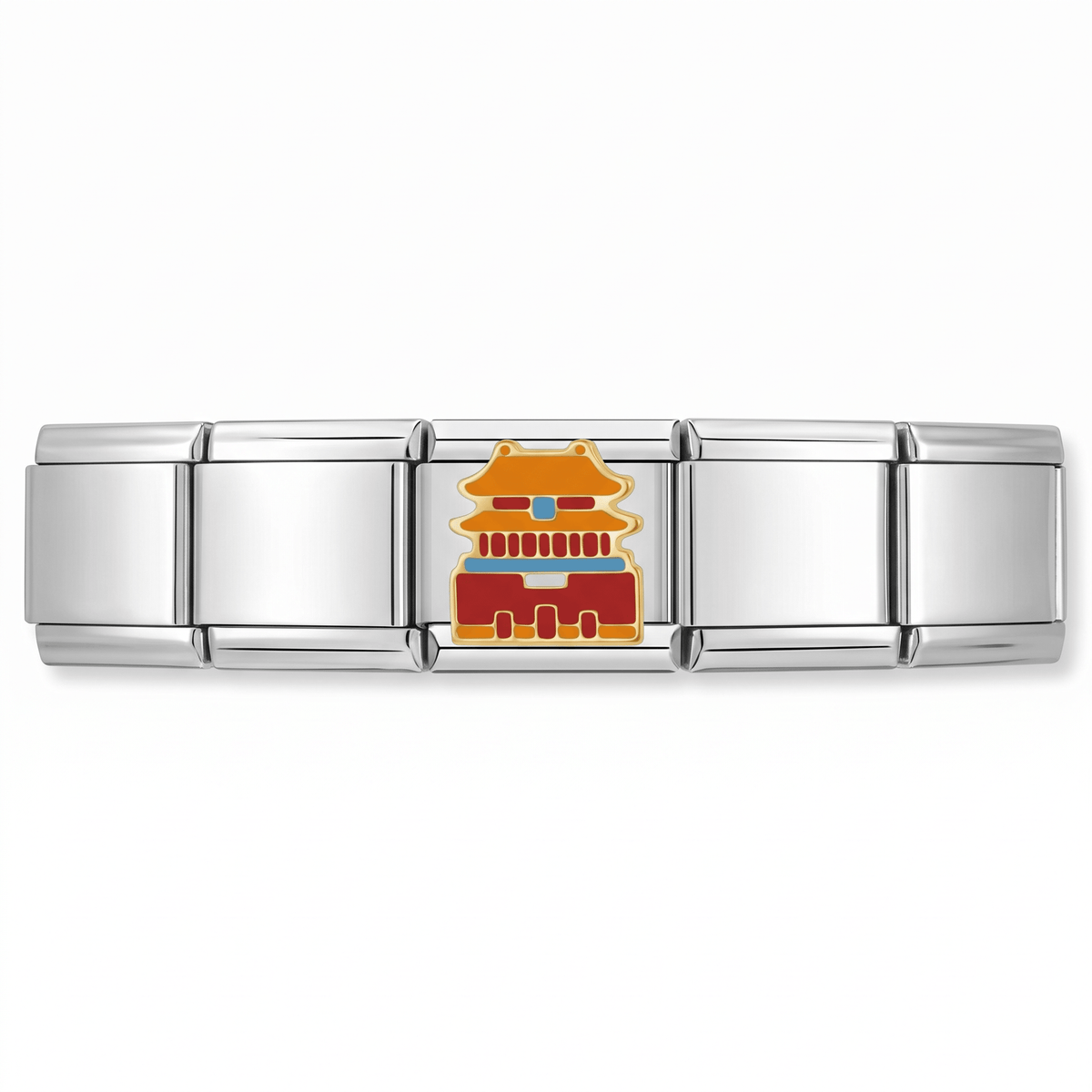 Charm Templo asiático en pulsera italiana de eslabones