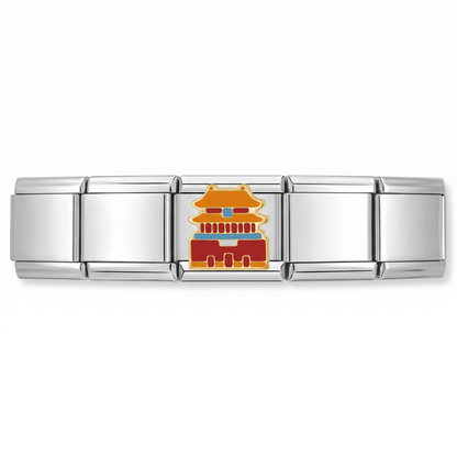 Charm Templo asiático en pulsera italiana de eslabones