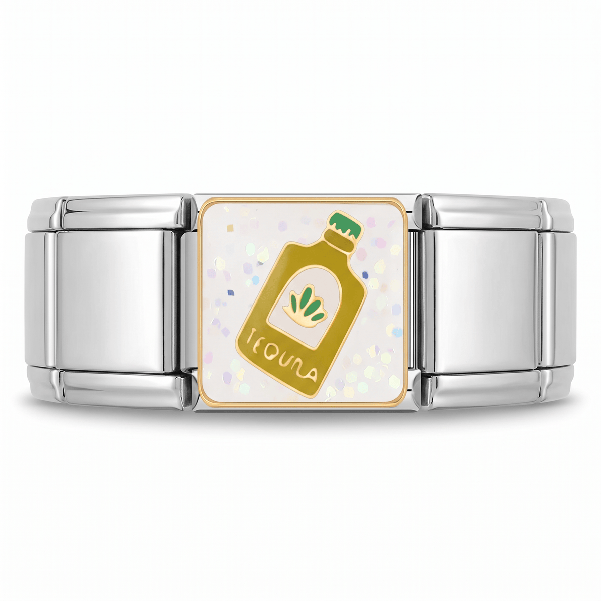 Charm Tequila (Botella) en pulsera italiana de eslabones