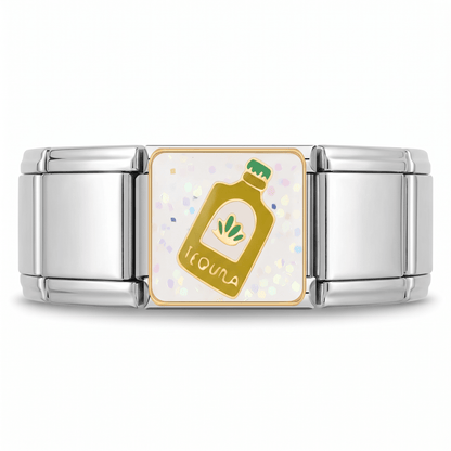 Charm Tequila (Botella) en pulsera italiana de eslabones