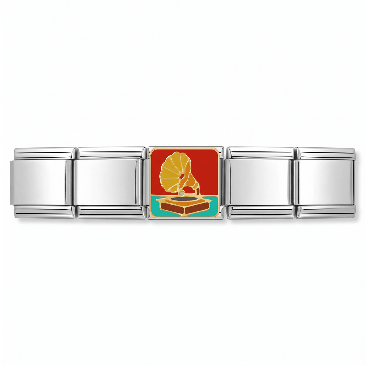 Charm Tocadiscos en pulsera italiana de eslabones
