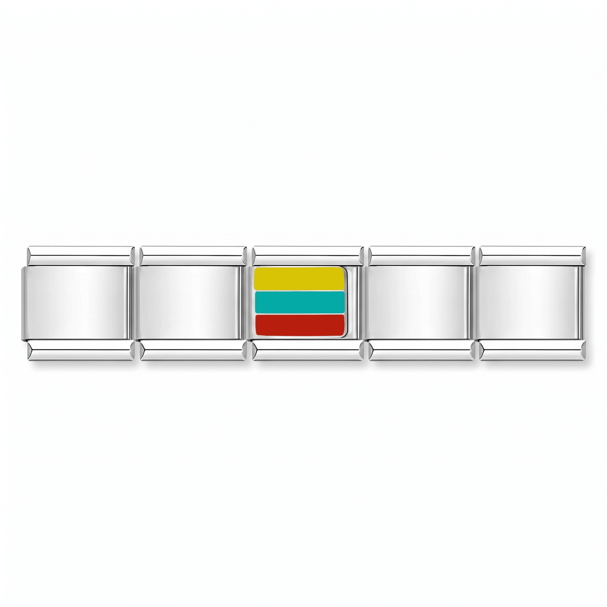Charm Tricolor Vibrante en pulsera italiana de eslabones