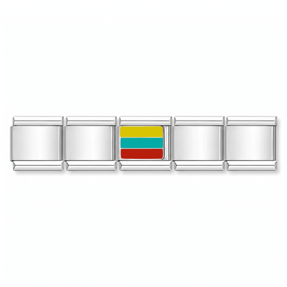 Charm Tricolor Vibrante en pulsera italiana de eslabones