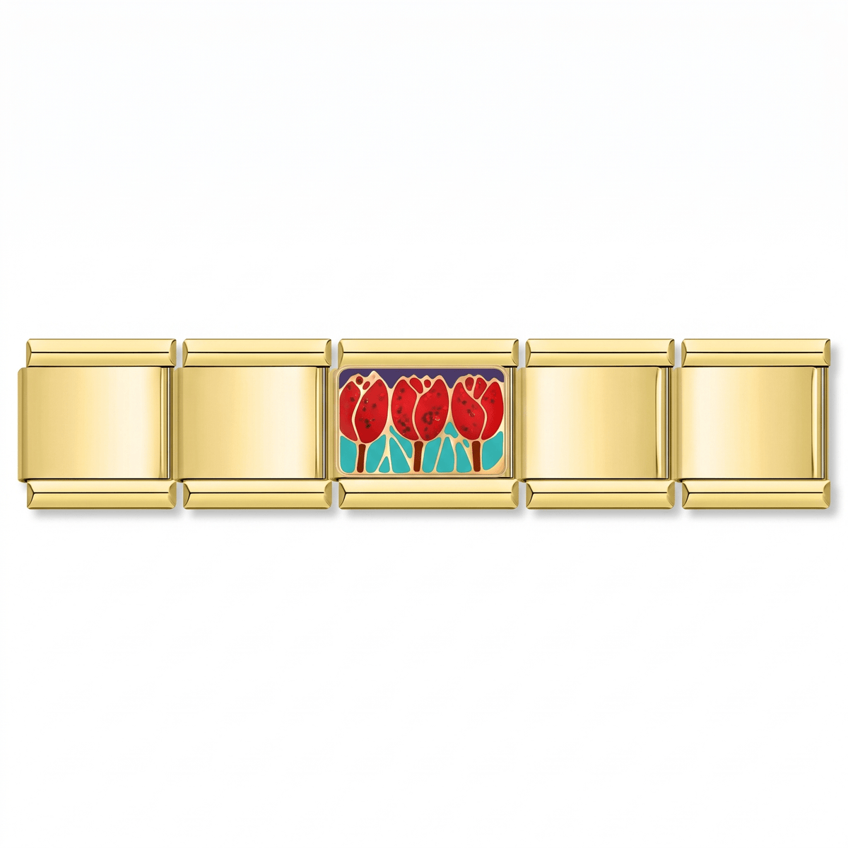 Charm Tulipan Rojo en pulsera italiana de eslabones