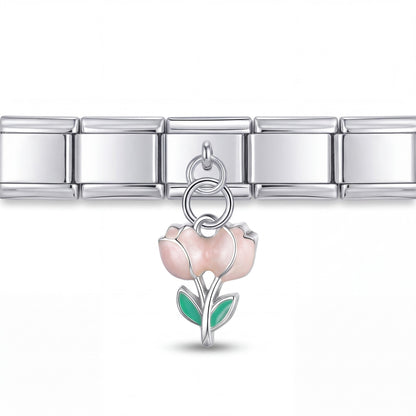 Charm Tulipanes (Colgante) en pulsera italiana de eslabones