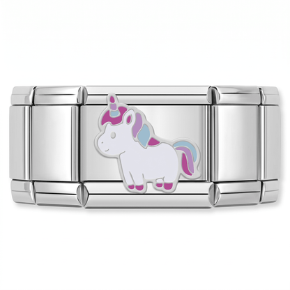 Charm Unicornio en pulsera italiana de eslabones