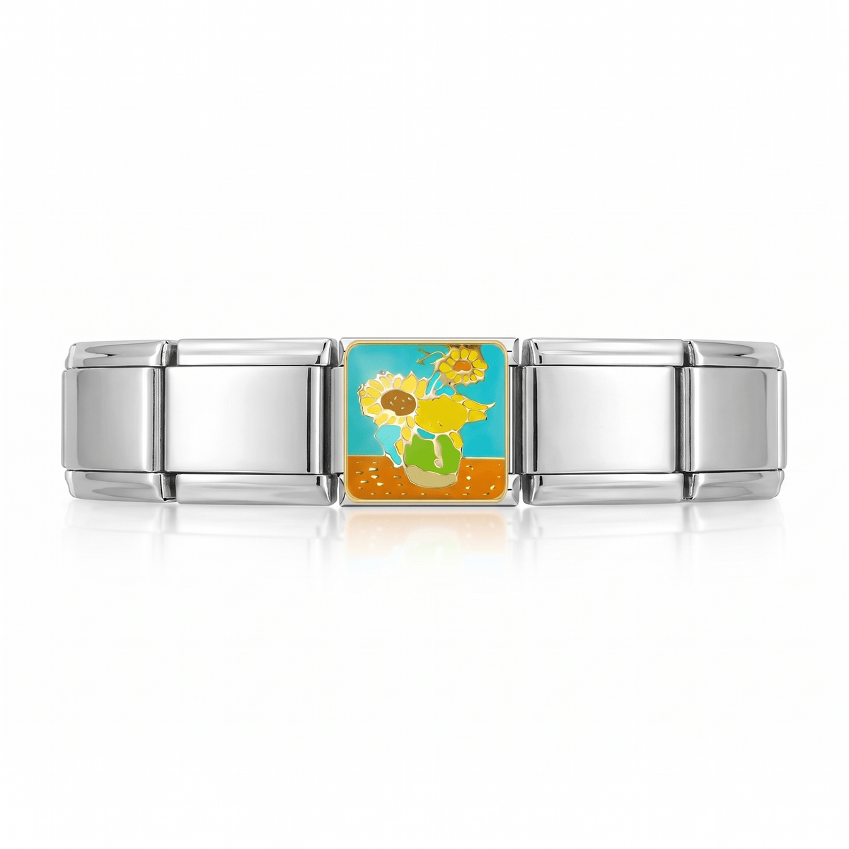 Charm Van Gogh Girasoles en pulsera italiana de eslabones