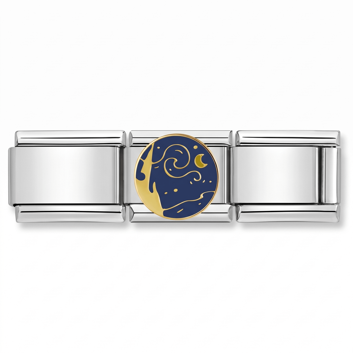 Charm Van Gogh Noche Estrellada en pulsera italiana de eslabones
