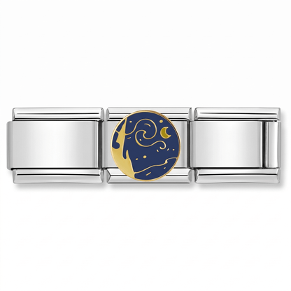 Charm Van Gogh Noche Estrellada en pulsera italiana de eslabones