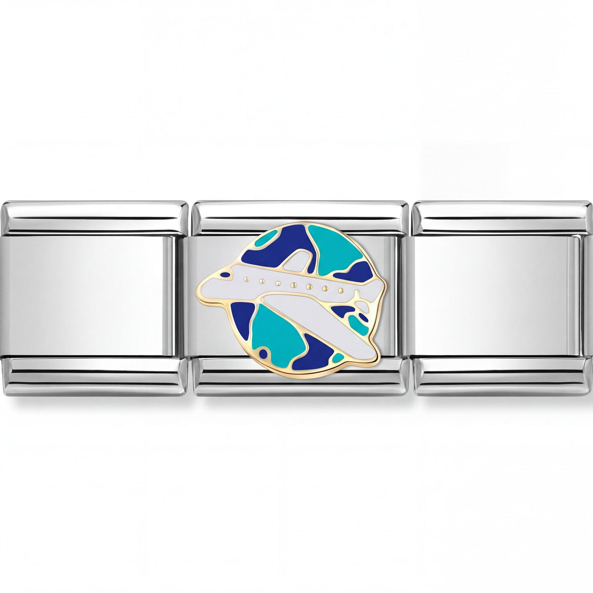 Charm Viaje Avión (Plateado) en pulsera italiana de eslabones