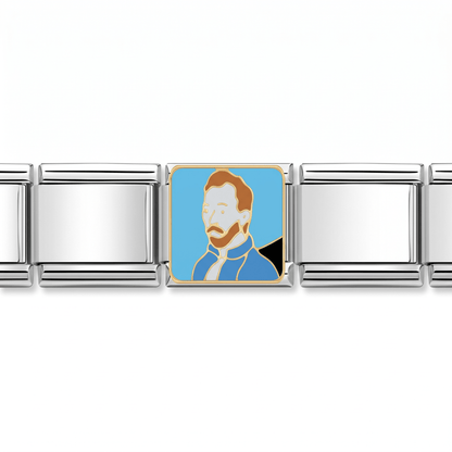 Charm Vincent van Gogh en pulsera italiana de eslabones