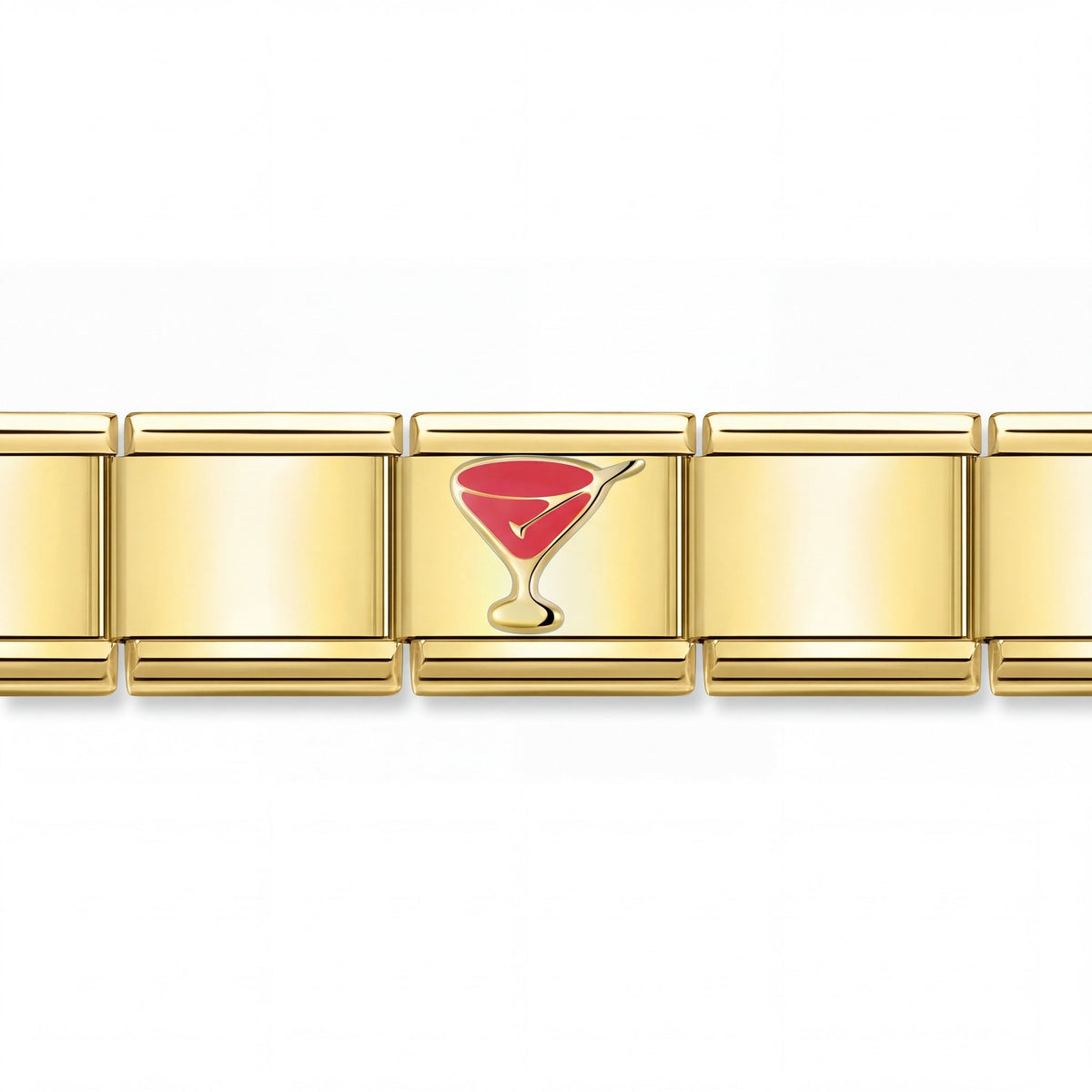 Charm Vino Coctel Martini (Dorado) en pulsera italiana de eslabones