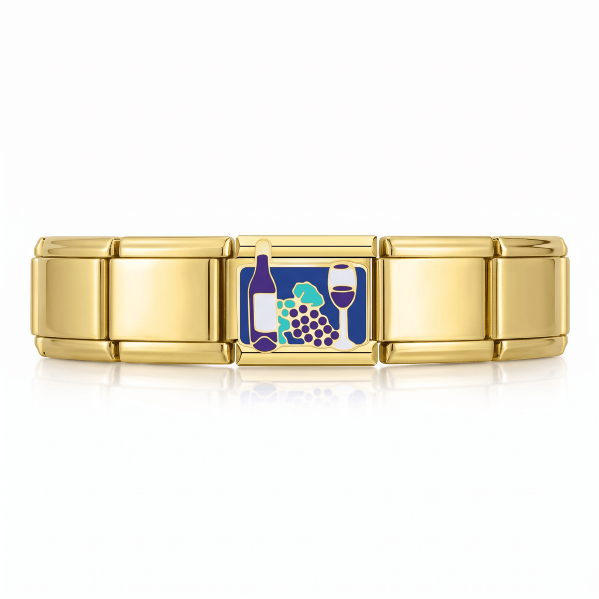 Charm Vino Uvas en pulsera italiana de eslabones