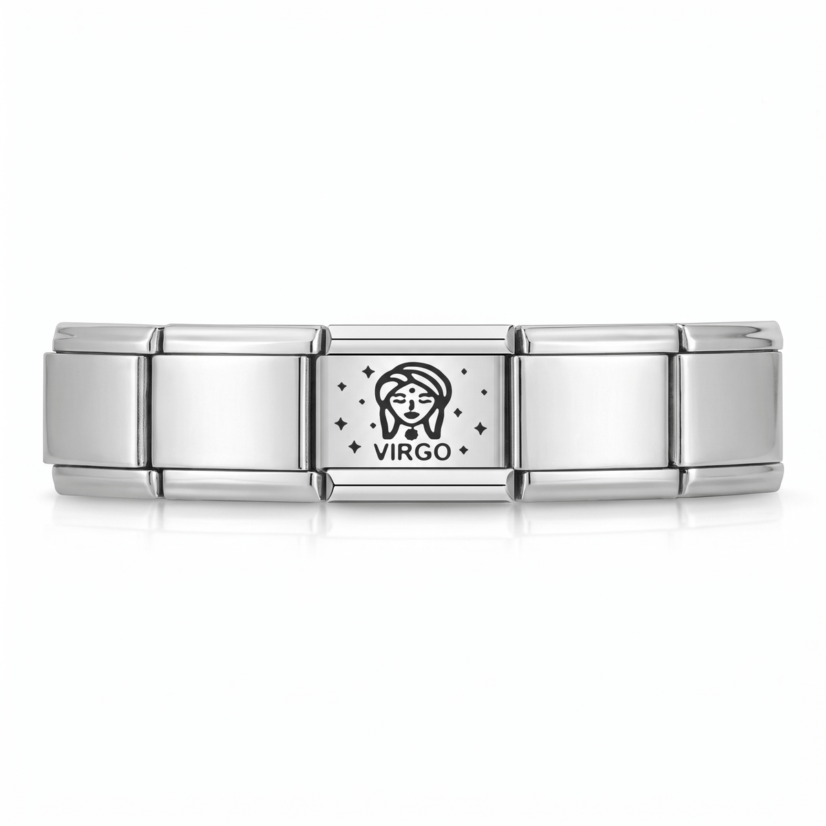 Charm Virgo (Plateado) en pulsera italiana de eslabones