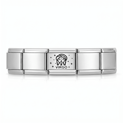 Charm Virgo (Plateado) en pulsera italiana de eslabones