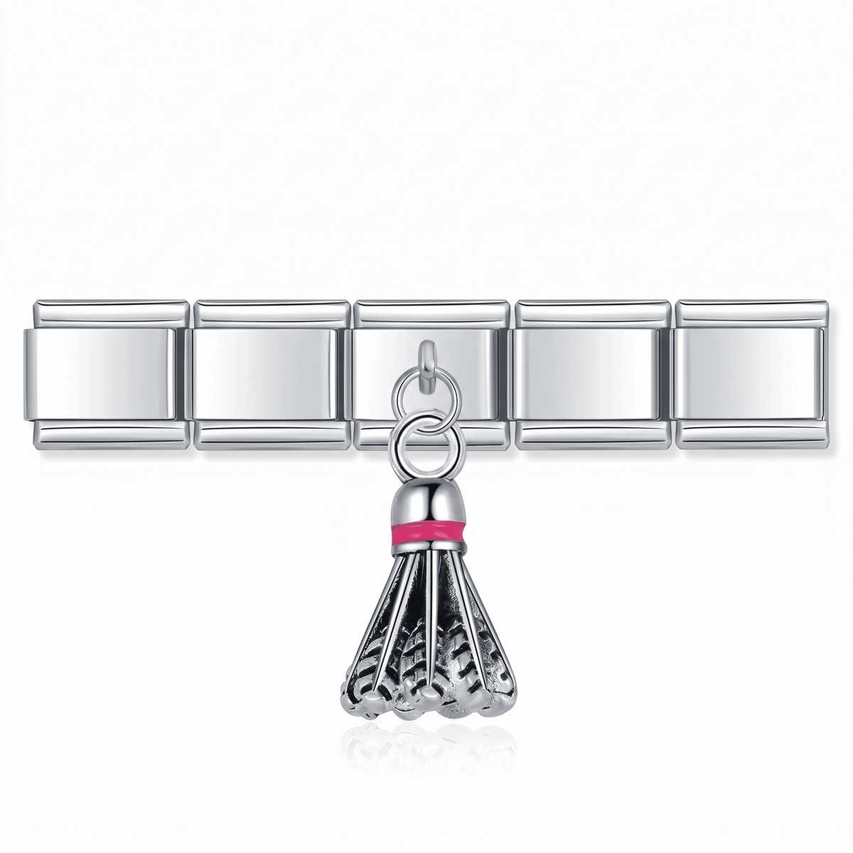 Charm volante de bádminton en pulsera italiana de eslabones