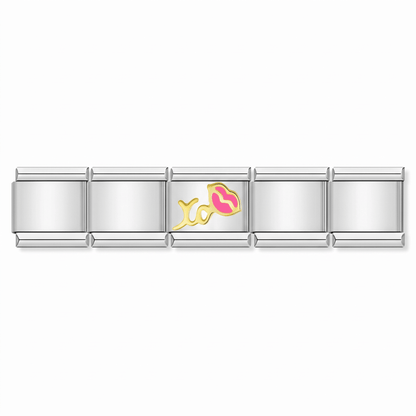 Charm xo en pulsera italiana de eslabones