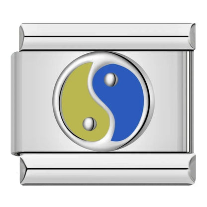Charm Yin-Yang Azul y Oro - Italian Charms