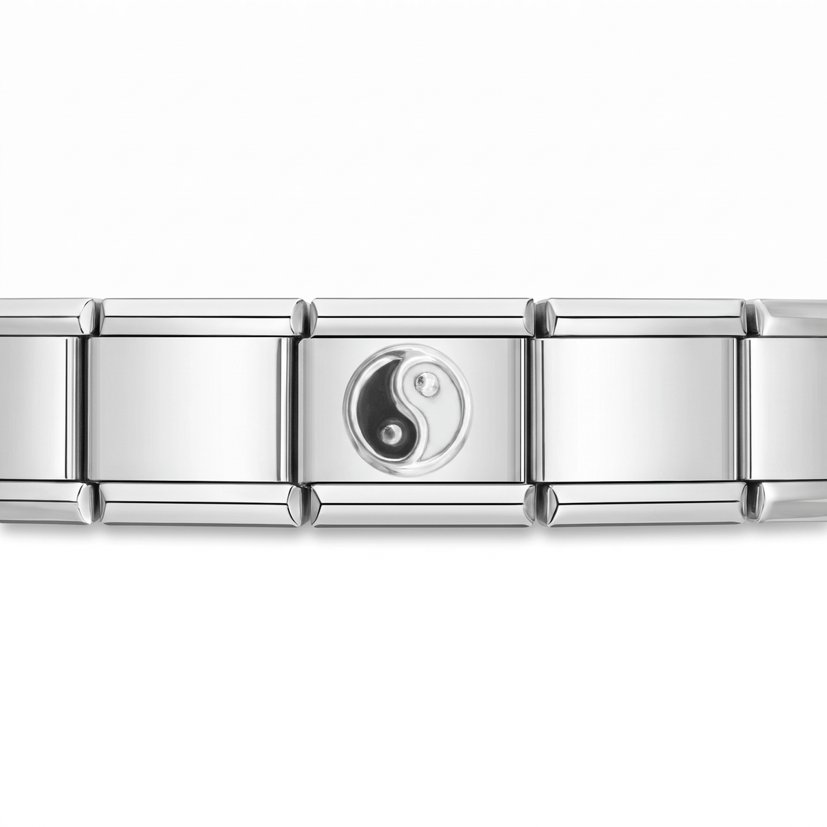 Charm Yin Yang (Plateado) en pulsera italiana de eslabones