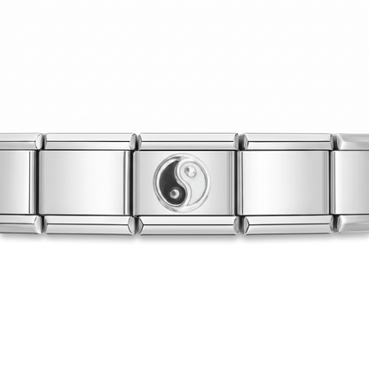 Charm Yin Yang (Plateado) en pulsera italiana de eslabones