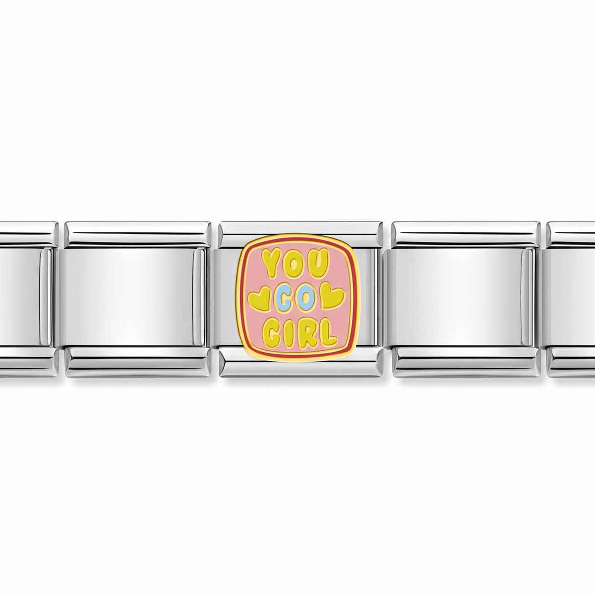 Charm You Go Girl en pulsera italiana de eslabones
