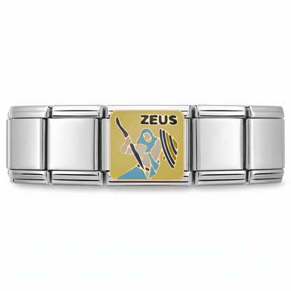 Charm Zeus en pulsera italiana de eslabones