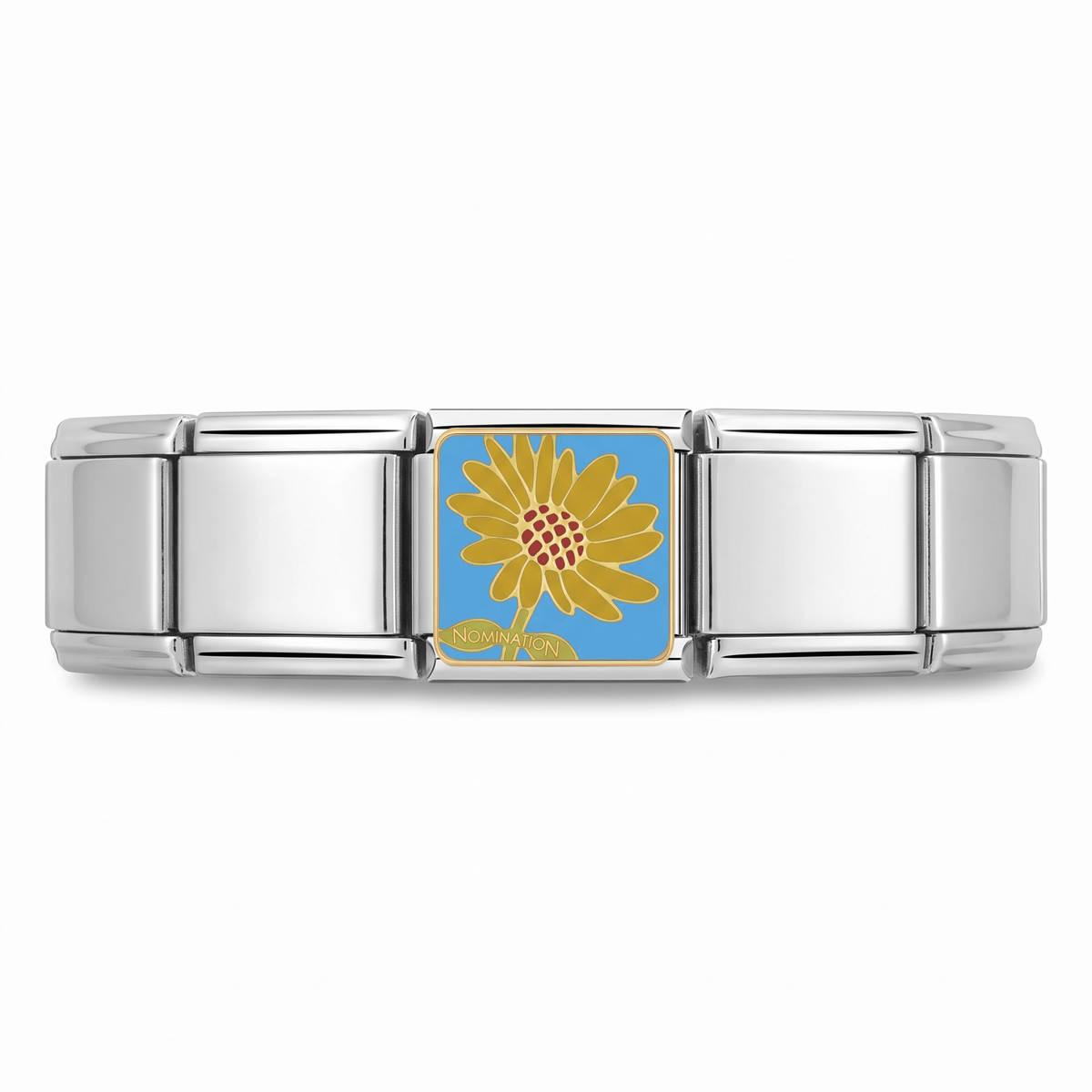 Girasol Esmaltado en pulsera italiana de eslabones