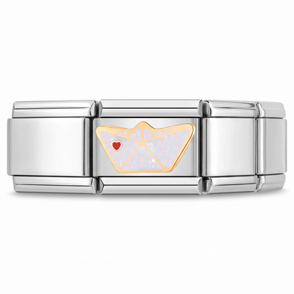 Charm Barco de papel en pulsera italiana de eslabones