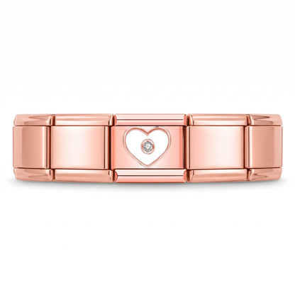 Charm Corazón (Oro Rosa) en pulsera italiana de eslabones
