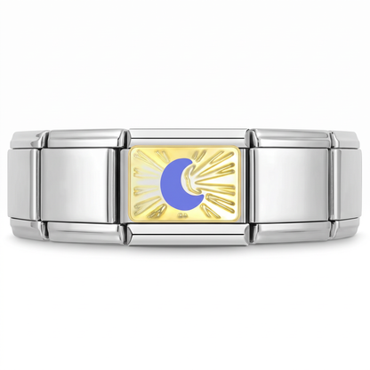 Charm Luna (Morada) en pulsera italiana de eslabones
