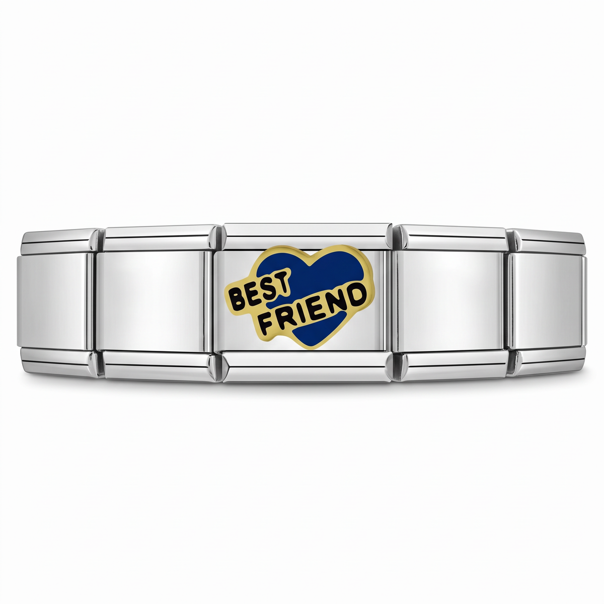 Charm Best Friend (Azul) en pulsera italiana de eslabones