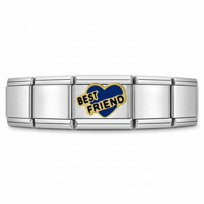Charm Best Friend (Azul) en pulsera italiana de eslabones