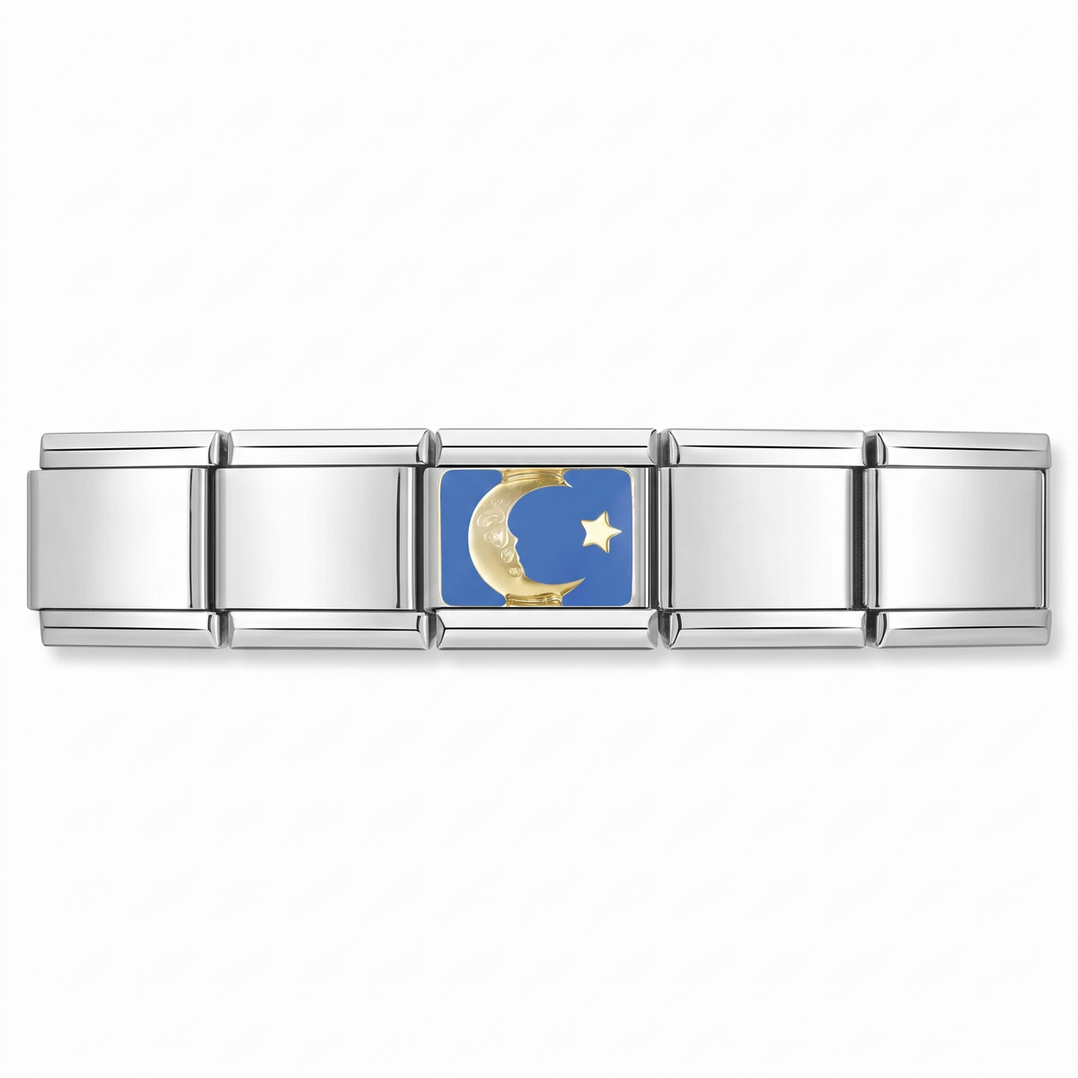 Charm Luna y Estrella en pulsera italiana de eslabones