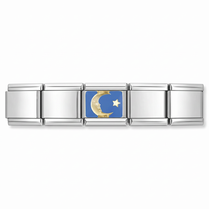 Charm Luna y Estrella en pulsera italiana de eslabones