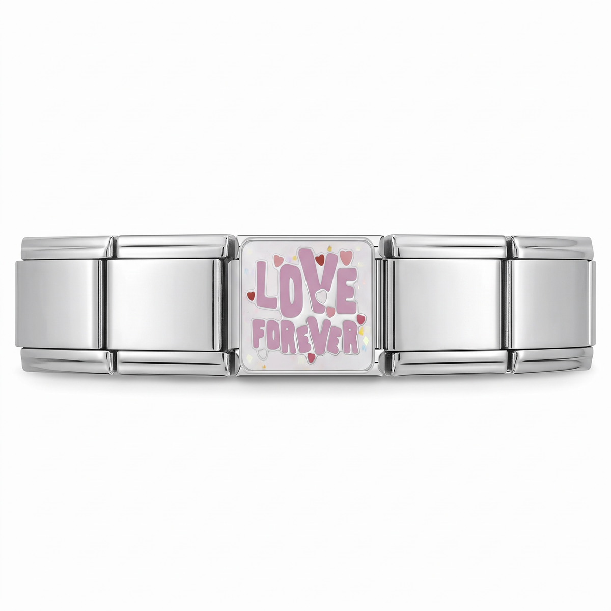 Charm Love forever en pulsera italiana de eslabones