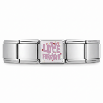 Charm Love forever en pulsera italiana de eslabones