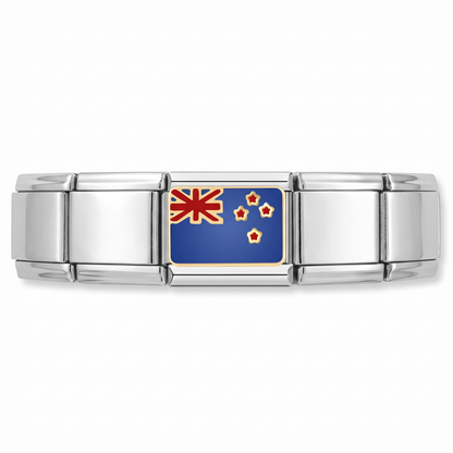 Charm Bandera Nueva Zelanda en pulsera italiana de eslabones