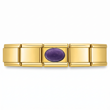 Charm Energía Amatista en pulsera italiana de eslabones