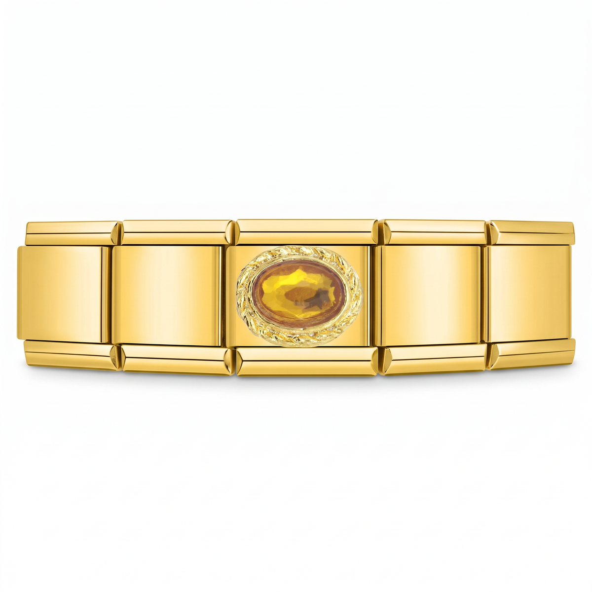 Charm piedra amarilla brillante transmite energía en pulsera italiana de eslabones