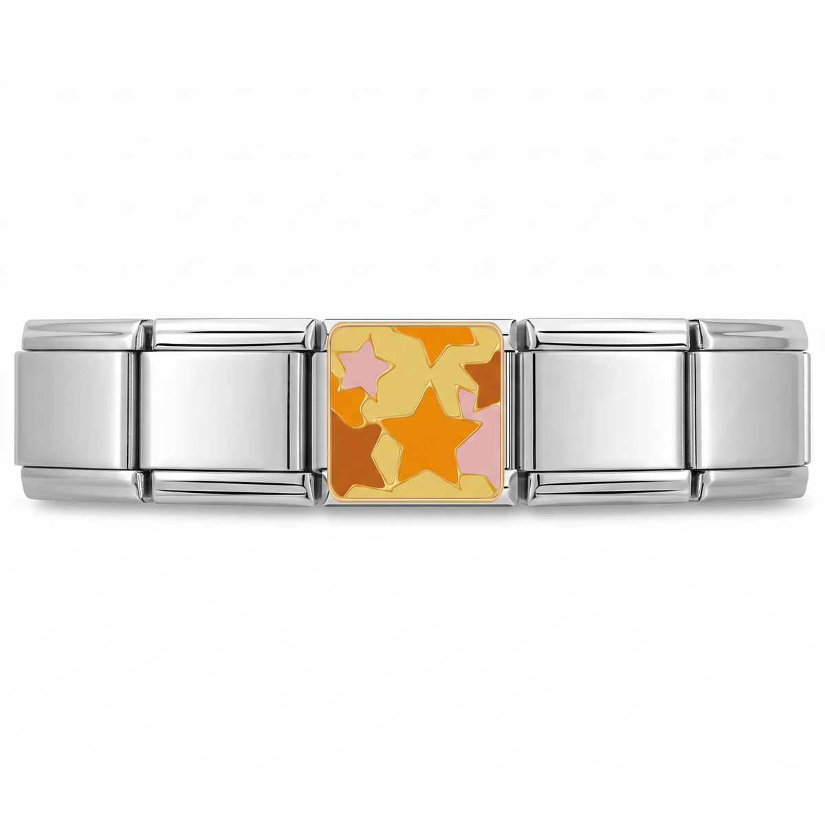 Charm Estrellas (Naranjas) en pulsera italiana de eslabones