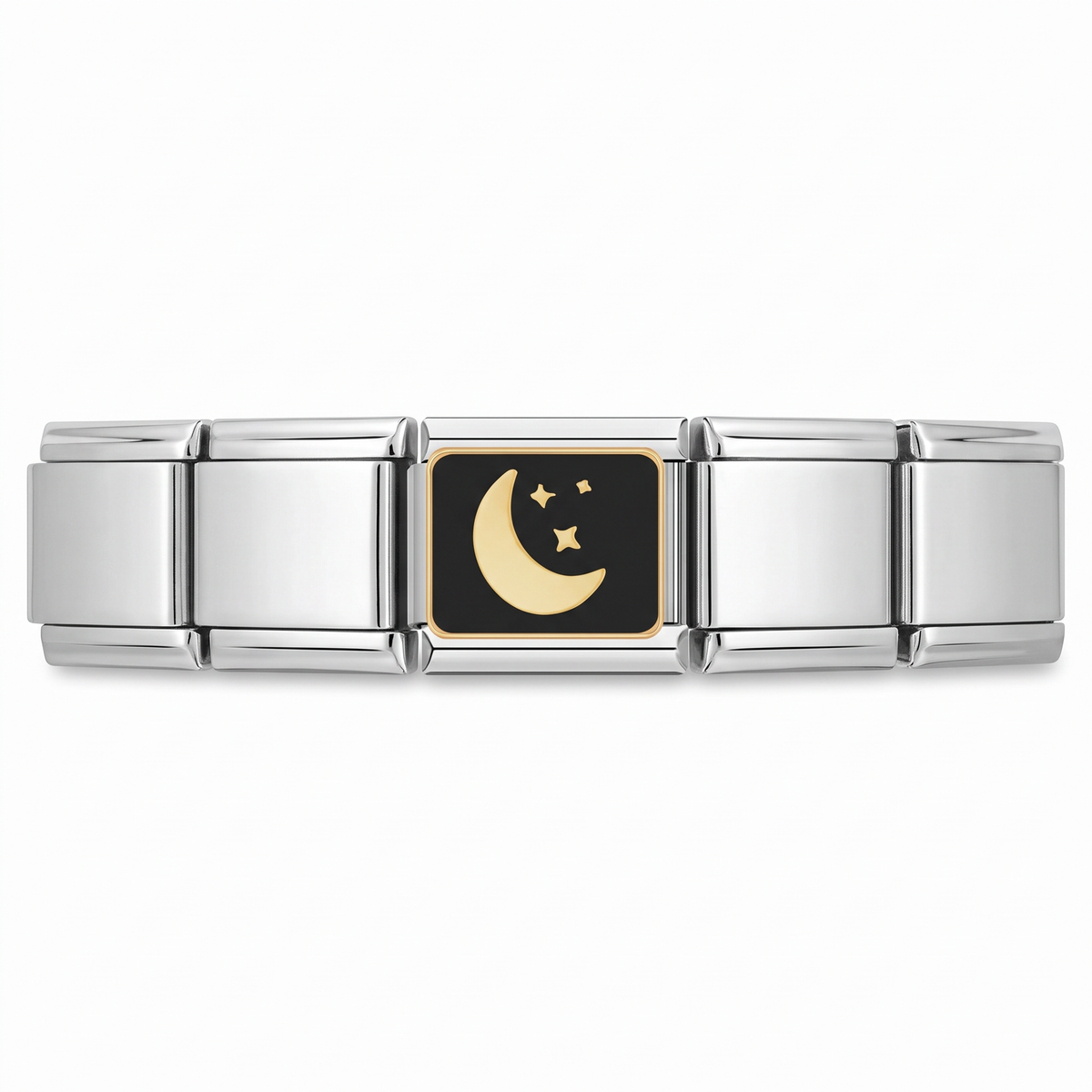 Charm Luna y Estrellas en pulsera italiana de eslabones