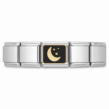 Charm Luna y Estrellas en pulsera italiana de eslabones
