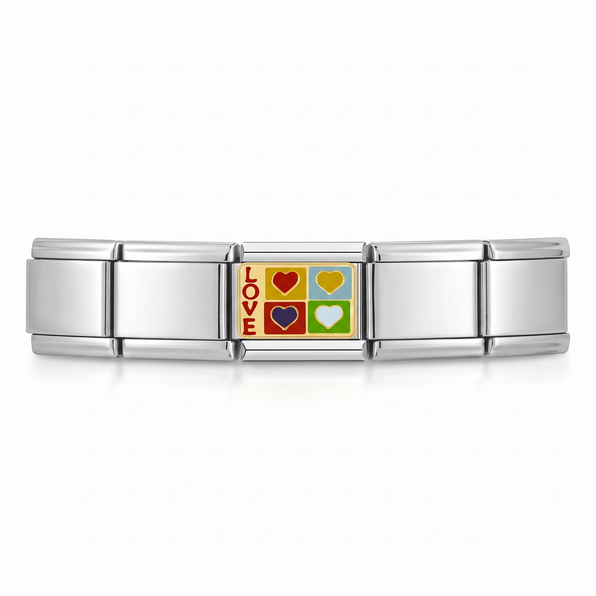 Charm Love (Cuadros) en pulsera italiana de eslabones