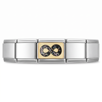 Charm Infinito en pulsera italiana de eslabones