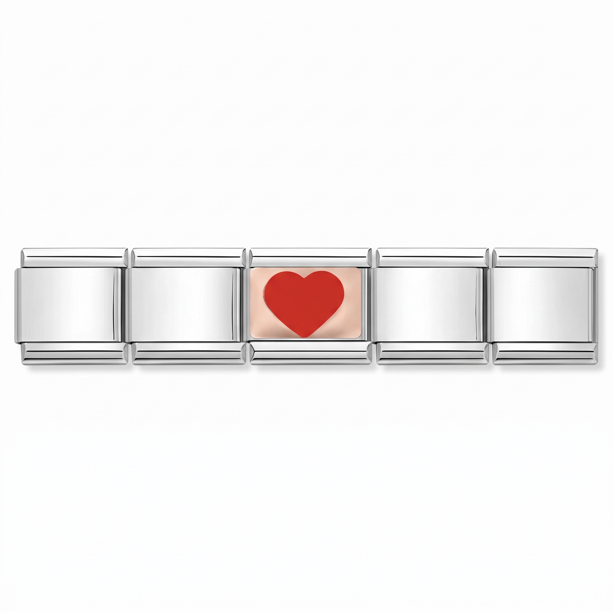 Charm Corazón (Fondo Rosa) en pulsera italiana de eslabones