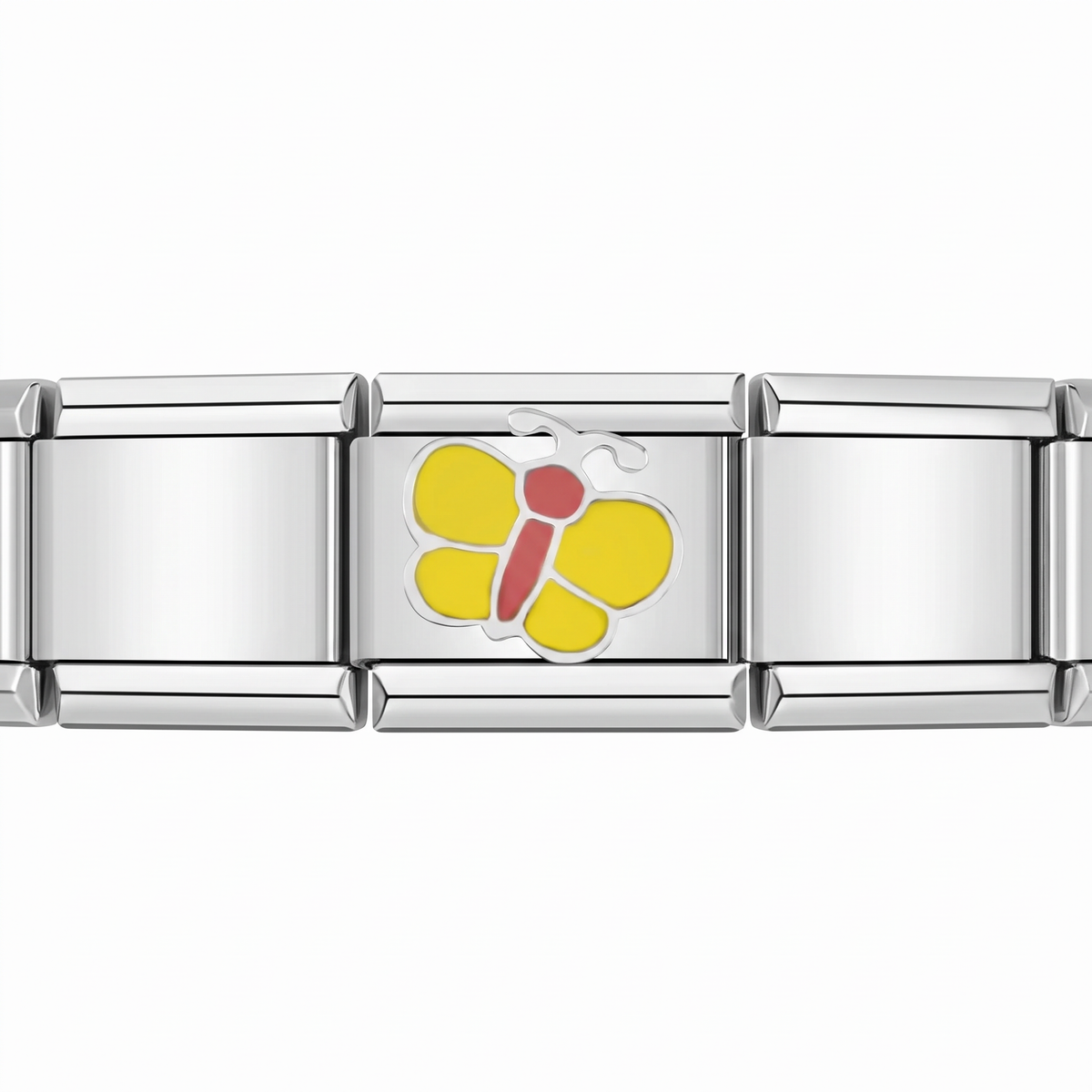 Charm Mariposa (Amarilla) en pulsera italiana de eslabones