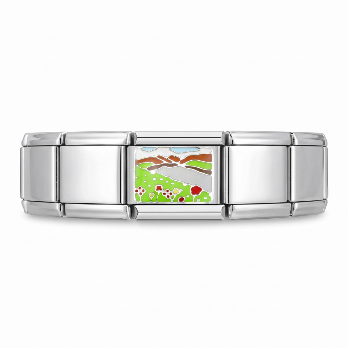 Charm Paísaje en pulsera italiana de eslabones